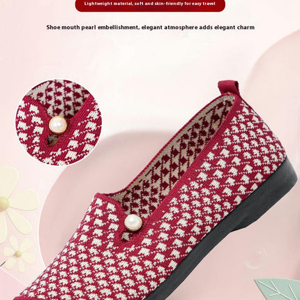 Women's Lightweight Flats Mesh Knitted Round Toe Slip On Flat Shoes