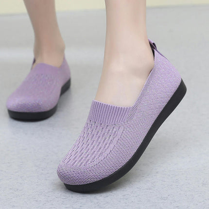 Women's Slip on Flat Lightweight Non-Slip Low-Top Knit Wide Shoes