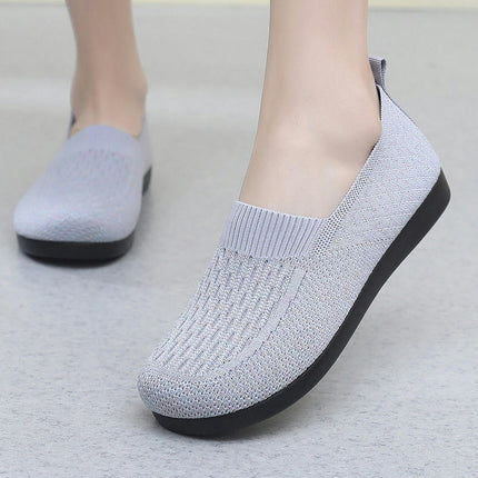 Women's Slip on Flat Lightweight Non-Slip Low-Top Knit Wide Shoes