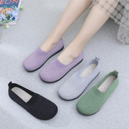 Women's Slip on Flat Lightweight Non-Slip Low-Top Knit Wide Shoes