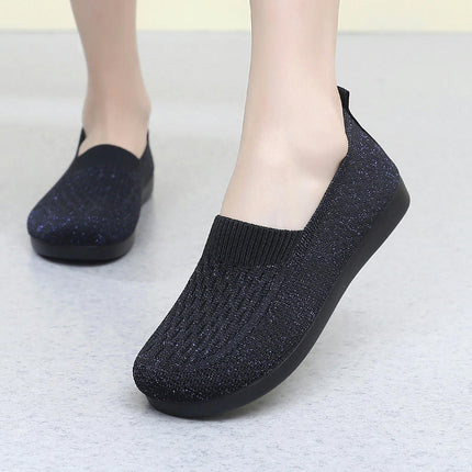 Women's Slip on Flat Lightweight Non-Slip Low-Top Knit Wide Shoes