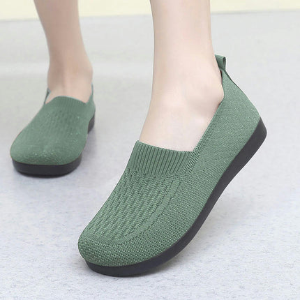 Women's Slip on Flat Lightweight Non-Slip Low-Top Knit Wide Shoes