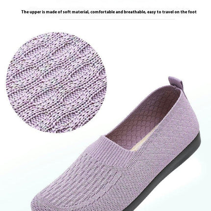 Women's Slip on Flat Lightweight Non-Slip Low-Top Knit Wide Shoes