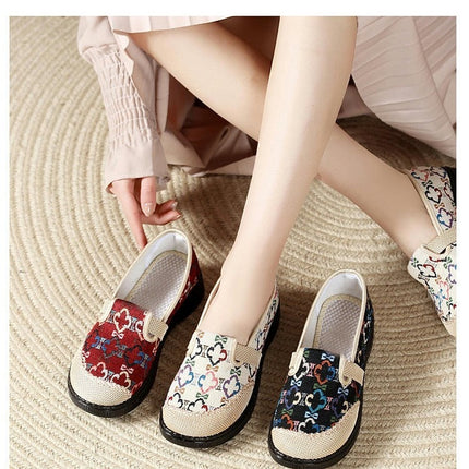 Women Flat Shoes Knitted Lightweight Slip-On Soft Comfortable Shoes