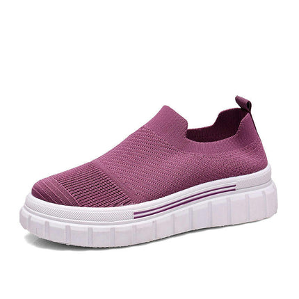 Fashion Non Slip Comfortable Women Slip On Fly Woven Mesh Simple Shoes