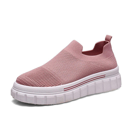 Fashion Non Slip Comfortable Women Slip On Fly Woven Mesh Simple Shoes