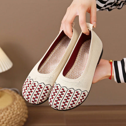 Fashion Slip On Knitted Mesh Head Shallow Comfortable Flat Womens Shoes