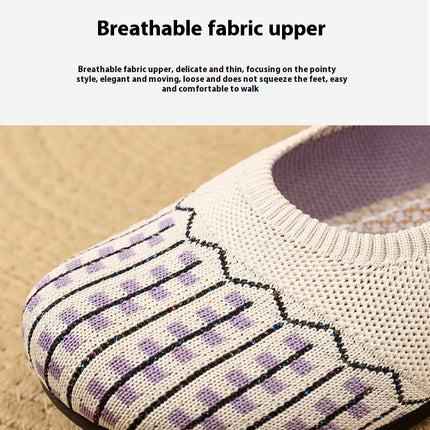 Fashion Slip On Knitted Mesh Head Shallow Comfortable Flat Womens Shoes