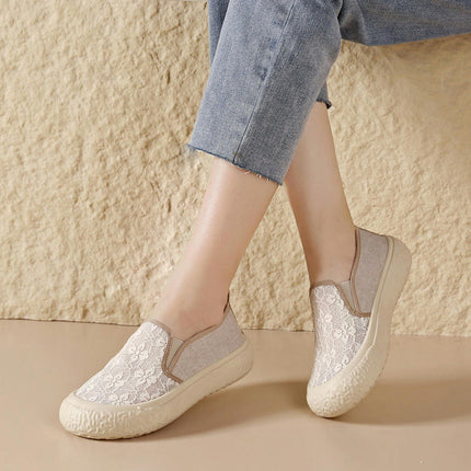 Fashion Women Casual Slip On Flat Soft Bottom Comfortable Mesh Shoes