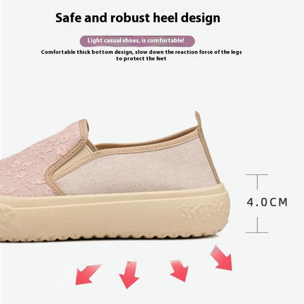 Fashion Women Casual Slip On Flat Soft Bottom Comfortable Mesh Shoes