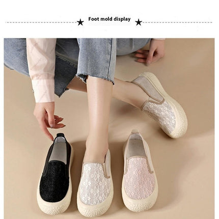 Fashion Women Casual Slip On Flat Soft Bottom Comfortable Mesh Shoes