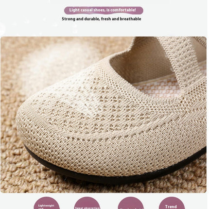 Women's Non Slip Mesh Slip On Round Head Work Single Casual Shoes