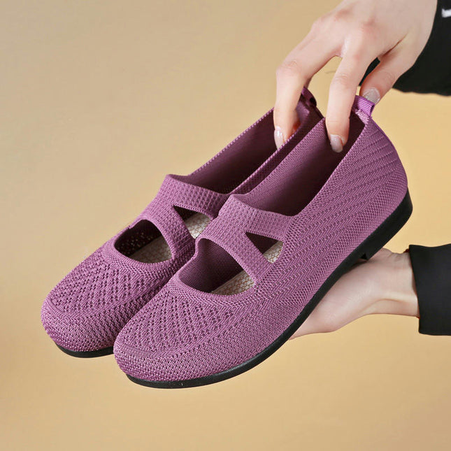 Women's Non Slip Mesh Slip On Round Head Work Single Casual Shoes