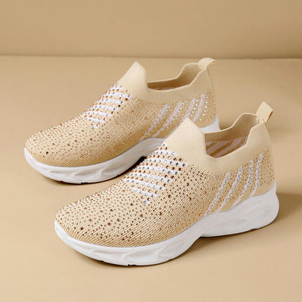 Women Slip On Walking Wide With Flash Diamonds Shoes - for Hands Free Shoes