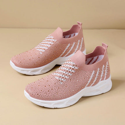 Women Slip On Walking Wide With Flash Diamonds Shoes - for Hands Free Shoes