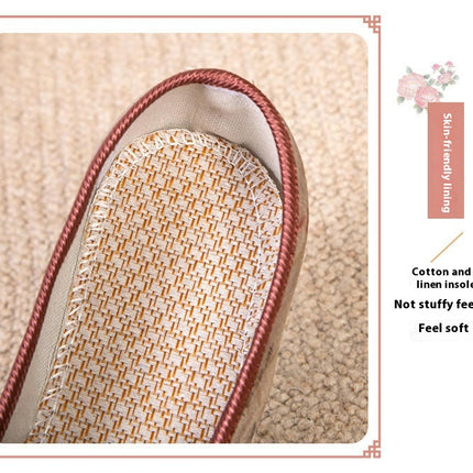 Women's Casual Comfortable Embroidered Flat Slip On Walking Shoes