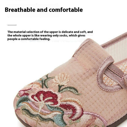 Flat Embroidered Shoes for Women's Chinese Floral Embroidery Slip On Casual Shoes