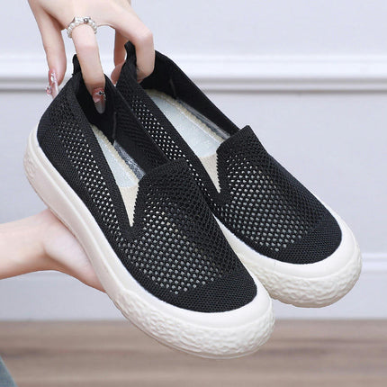 Women Hollow Breathable Flat Bottom Comfortable Slip On Shoes Casual