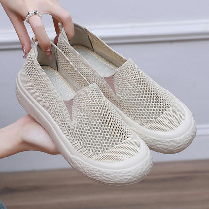 Women Hollow Breathable Flat Bottom Comfortable Slip On Shoes Casual