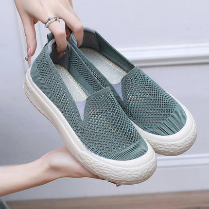 Women Hollow Breathable Flat Bottom Comfortable Slip On Shoes Casual