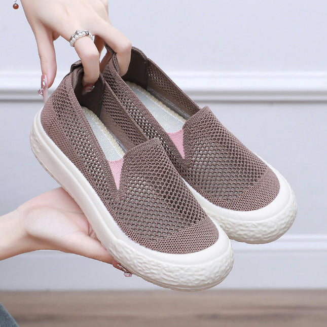 Women Hollow Breathable Flat Bottom Comfortable Slip On Shoes Casual