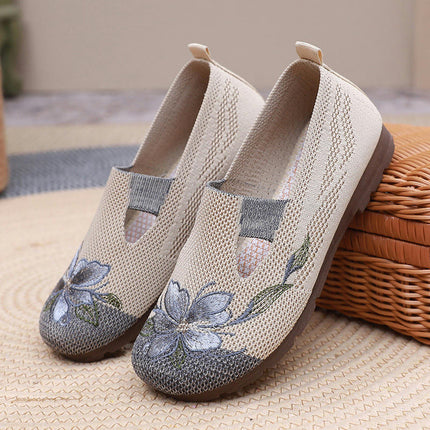 Women Round Toe Slip On Perforated Comfortable Shallow Casual Flat Shoes