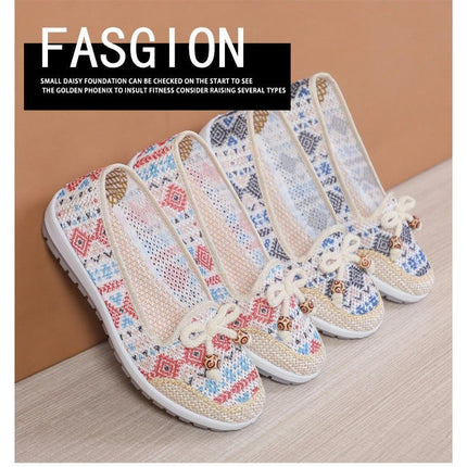 Comfortable Casual Breathable Round Flat Shoes Slip On Women