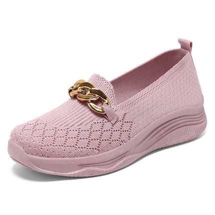 Women's Slip-On Walking Shoes Wide Fit Knit Breathable Mesh Non-Slip Shoes