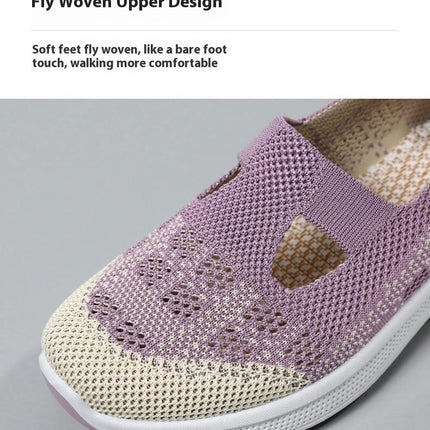 Women's Flying Woven Breathable Non Slip Soft Soled Shoes A Slip On Shoes