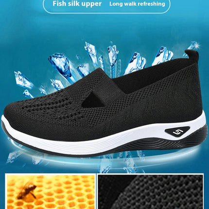 Women's Mesh Outdoor Perforated Breathable Walking Slip On Shoes