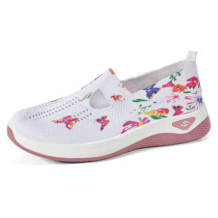 Women's Color Printed Fabric Casual Shoes A Slip On Comfortable Wedge Shoes Women