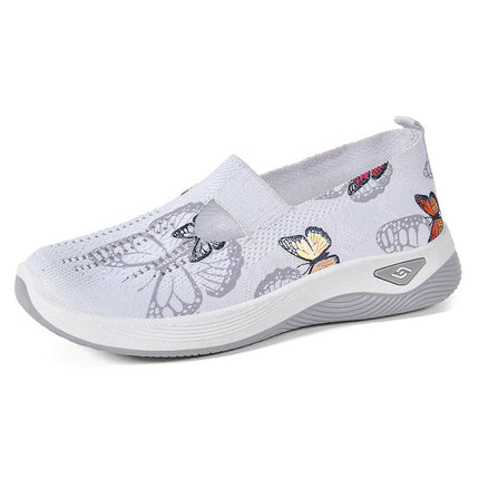 Women's Color Printed Fabric Casual Shoes A Slip On Comfortable Wedge Shoes Women