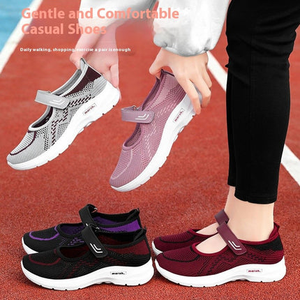 Women's Mesh Hollow Velcro Closed Toe Comfortable Slip On Casual