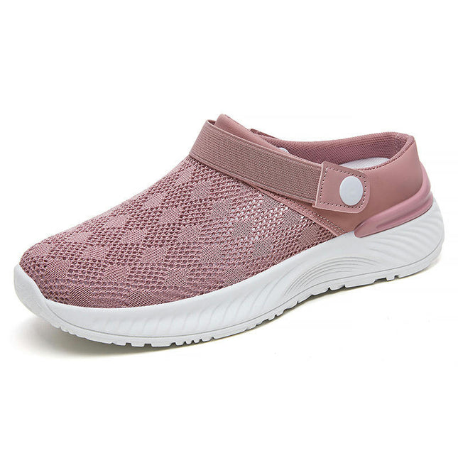 Womens Breathable Mesh Walking Sneakers Open Back Slip On Shoes