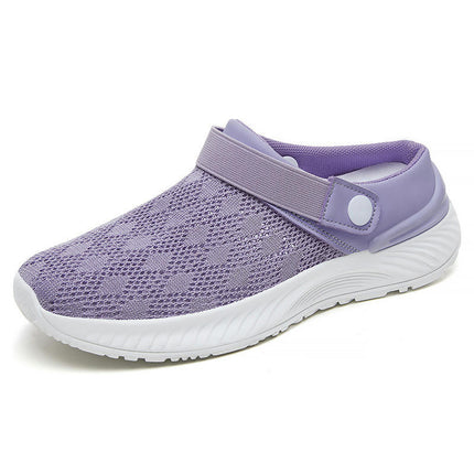 Womens Breathable Mesh Walking Sneakers Open Back Slip On Shoes