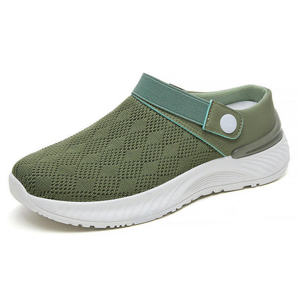 Womens Breathable Mesh Walking Sneakers Open Back Slip On Shoes