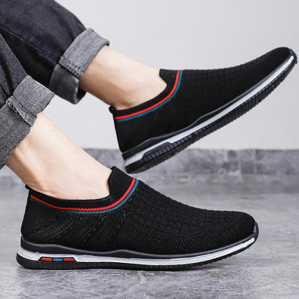 Men's Hands Free Slip-On Walking Shoes Casual Breathable Comfortable Knit Sneaker