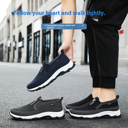 Men's Wide Shoes Slip on Trekking Sneakers Comfortable Walking Shoes with Arch Support