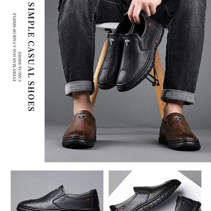 Men's Casual Leather Driving Walking Shoes Comfortable Slip-on Shoes