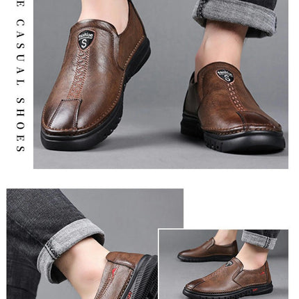 Men's Casual Leather Driving Walking Shoes Comfortable Slip-on Shoes