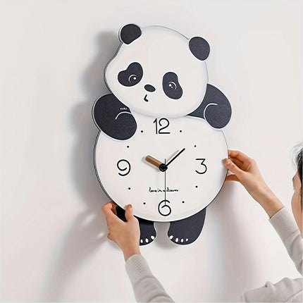 Panda Wall Clock, Home Living Room Clock, Simple Modern Restaurant Clock, Double Feet Can Swing