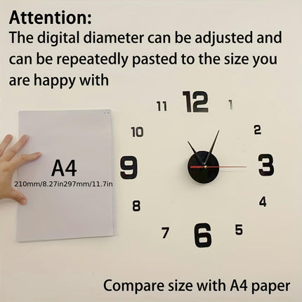 Simple Cover Decorative Clock, Silent Digital Wall Sticker Clock, Creative Self-adhesive Wall Clock