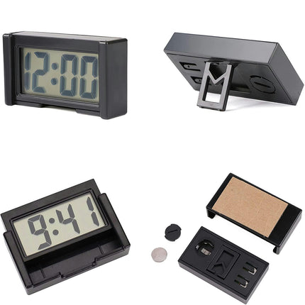 Mini Desktop Clock Car Truck Dashboard Time Self Adhesive Bracket Car Electronic Digital Clock