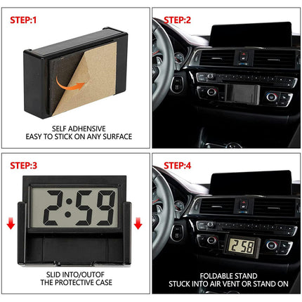 Mini Desktop Clock Car Truck Dashboard Time Self Adhesive Bracket Car Electronic Digital Clock