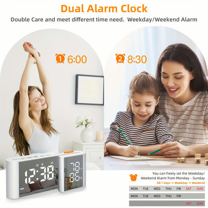 Digital Alarm Clock with Dual S-Shaped LED Display  USB Powered Flat Crown Digital Clock