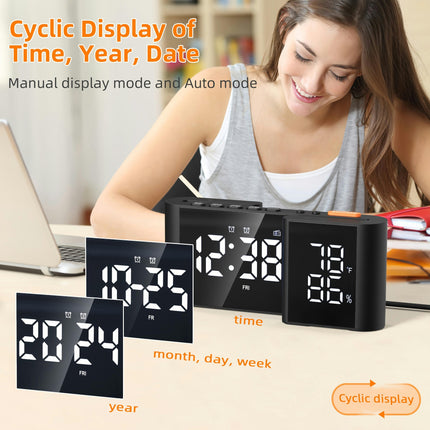 Digital Alarm Clock with Dual S-Shaped LED Display  USB Powered Flat Crown Digital Clock