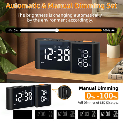 Digital Alarm Clock with Dual S-Shaped LED Display  USB Powered Flat Crown Digital Clock