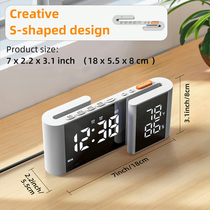 Digital Alarm Clock with Dual S-Shaped LED Display  USB Powered Flat Crown Digital Clock