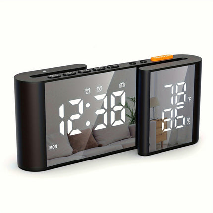 Digital Alarm Clock with Dual S-Shaped LED Display  USB Powered Flat Crown Digital Clock