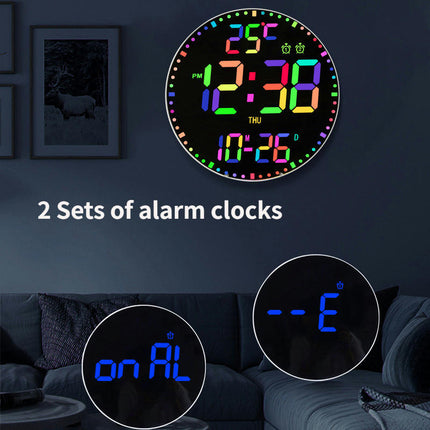 1pc Electronic Clock, Circular LED Mirror Clock 3D Wall Clock, For Home Room Office Decor